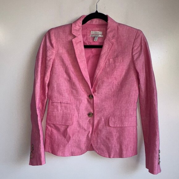 J. Crew Jackets & Blazers - J.CREW Schoolboy Linen Blazer Jacket Lined Size 0 Pink Preppy Career